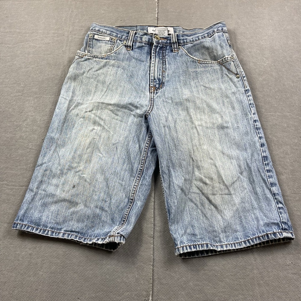 Vintage Rocawear Denim Shorts Mens 32 Blue‎ Embroidered Baggy Hip Hop Y2K Baggy